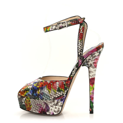 Jimmy Choo Python Floral Lola 130 Platform Sandals 36.5 Multicolor 1 of 8