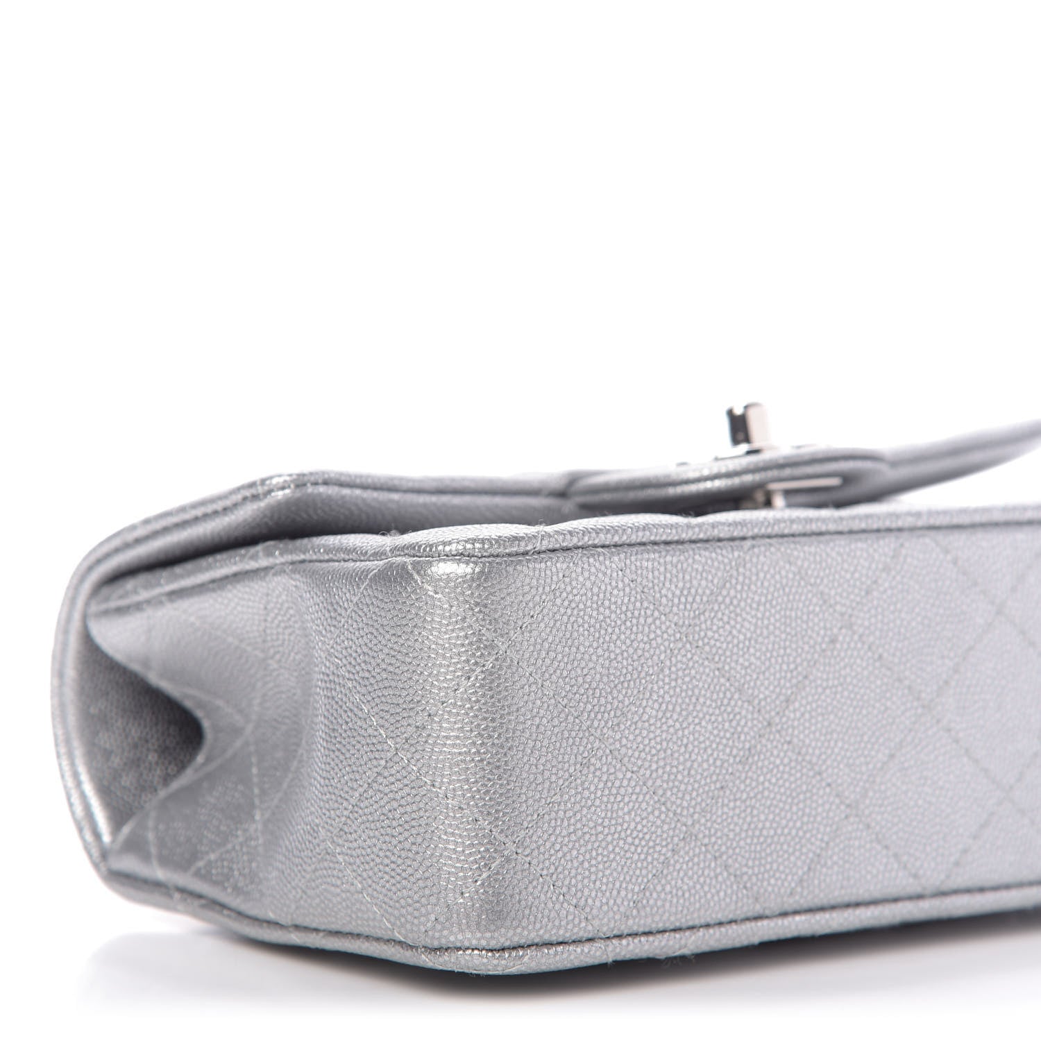 Chanel Metallic Caviar Quilted Mini Top Handle Rectangular Flap Silver 6 of 9
