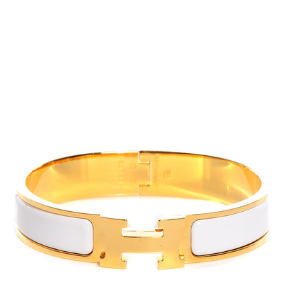 Hermes Enamel Narrow Clic Clac H Bracelet PM White 1 of 4