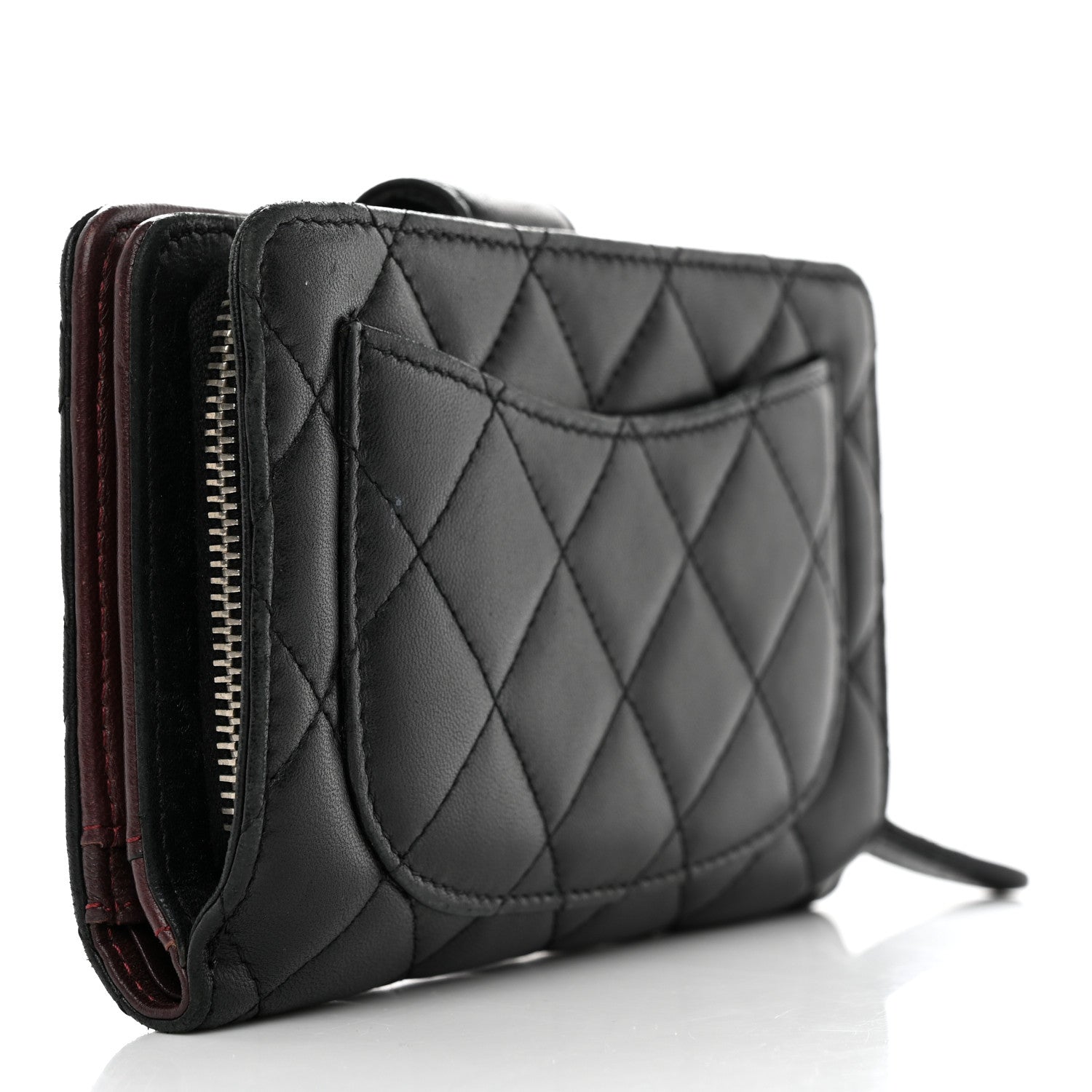 Chanel Lambskin Quilted Zipped Pocket Wallet Black 3 of 14