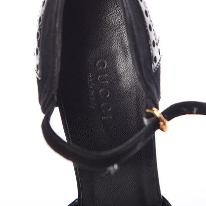 Gucci Patent Suede Oxford Platform Pumps 7 Black 9 of 17