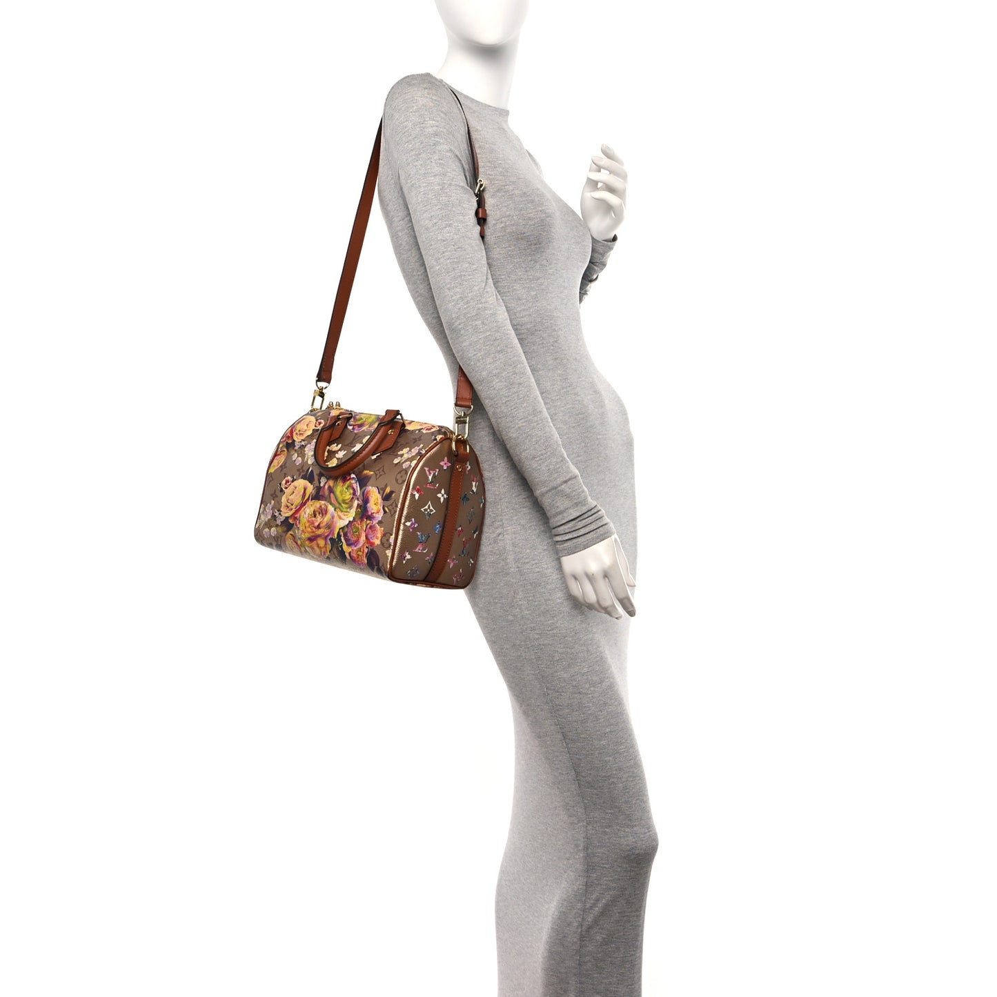 Metallic Monogram LV Garden Speedy Bandouliere 25 Gold