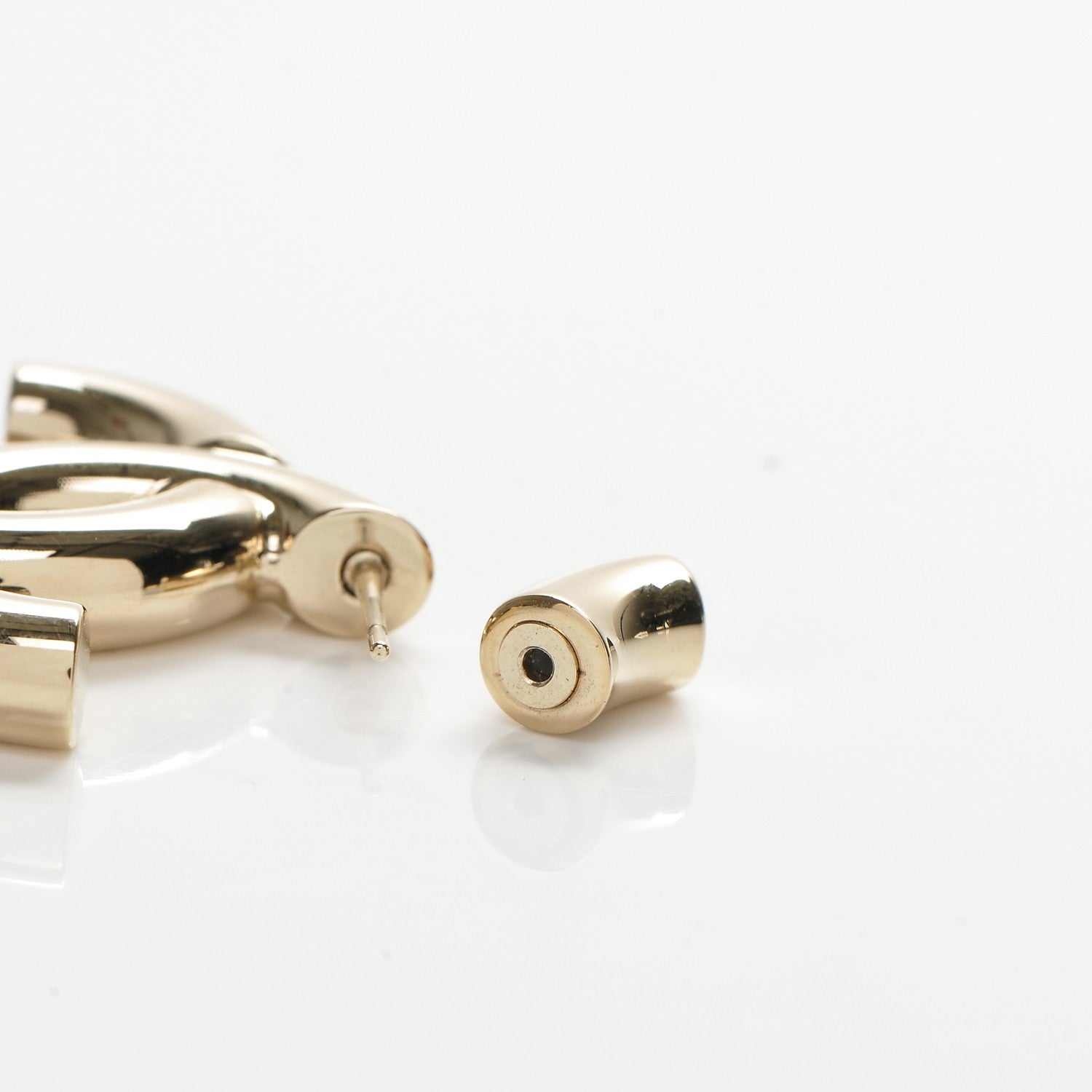 Chanel Metal Large CC Earrings Light Gold 3 of 10