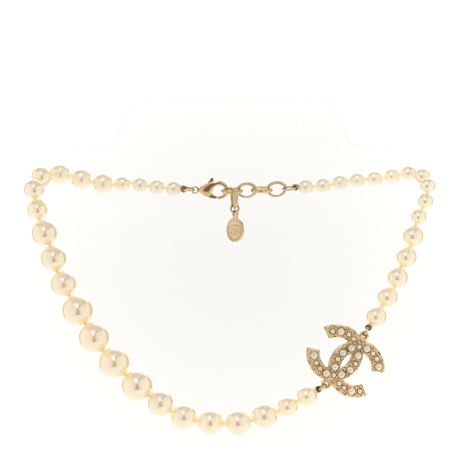 Chanel Pearl CC 100th Anniversary Necklace Light Gold 3 of 7