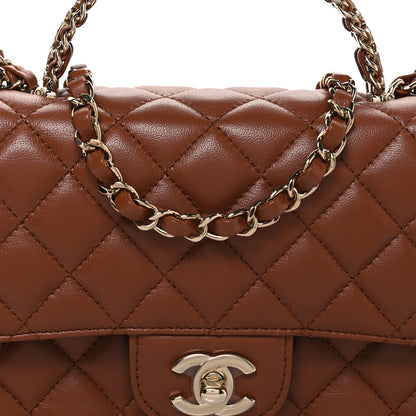 Chanel Lambskin Quilted Medium Crystal Top Handle Rectangular Flap Brown 8 of 10