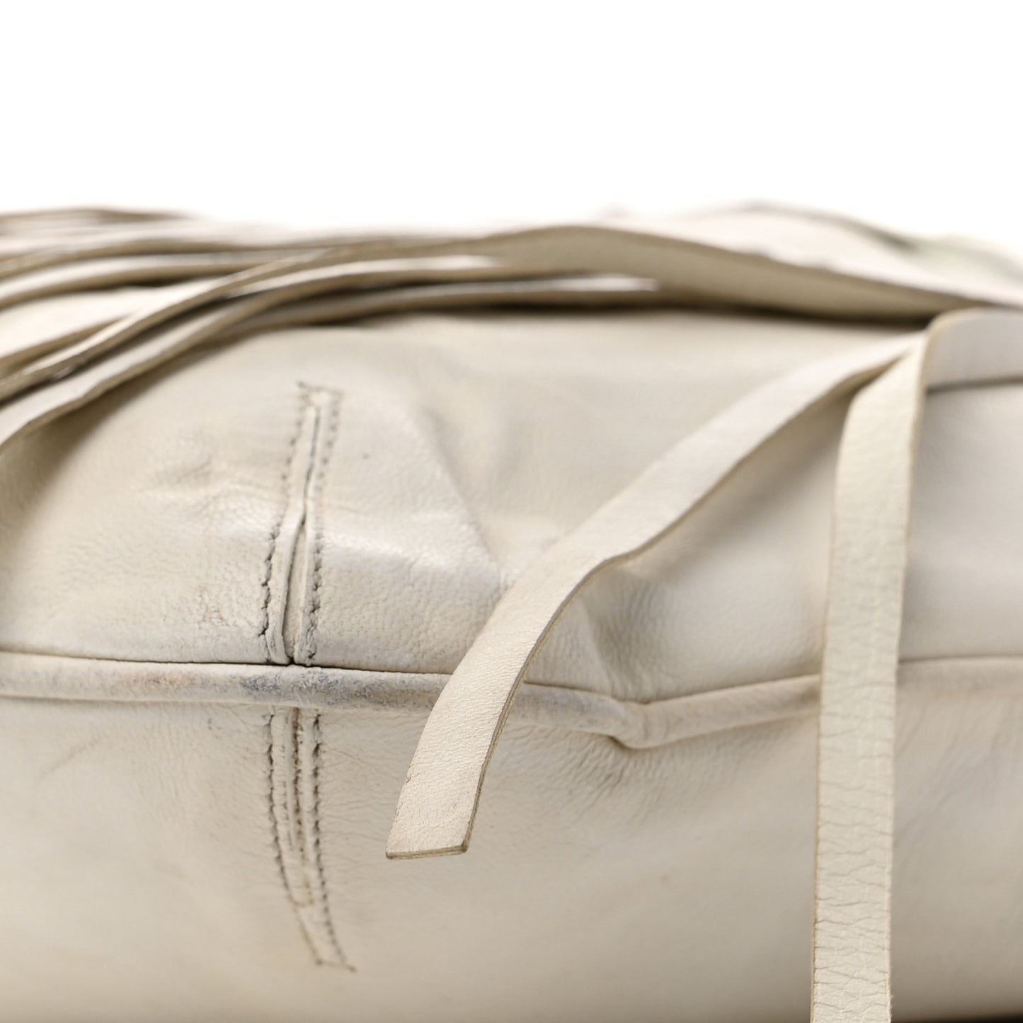 Calfskin Medium Palazzo Fringe Shoulder Bag White