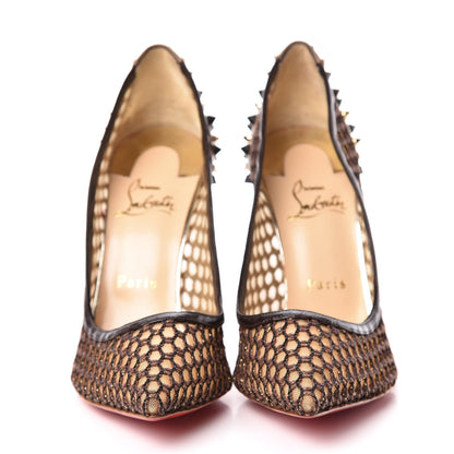 Christian Louboutin Fishnet Mesh Suede Guni 100 Spiked Pumps 39.5 Black 2 of 9