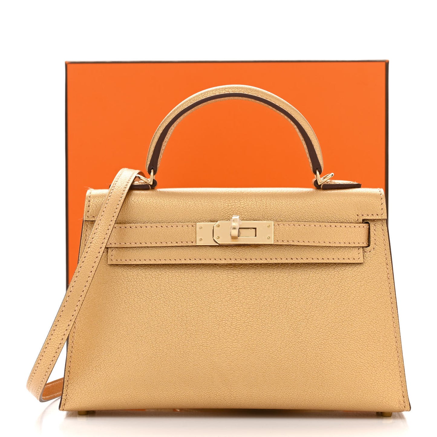 Metallic Chevre Chamkilight Mini Kelly Sellier 20 Dore