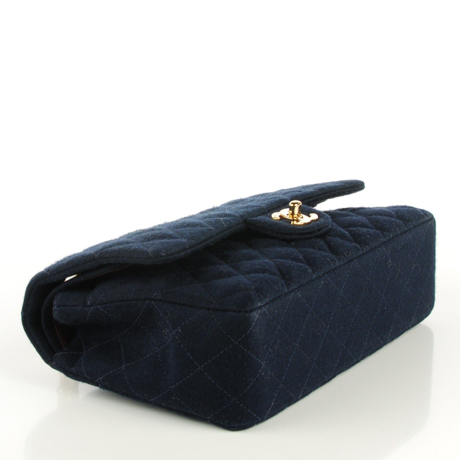 Chanel Jersey Quilted Medium Double Flap Navy 4 of 8