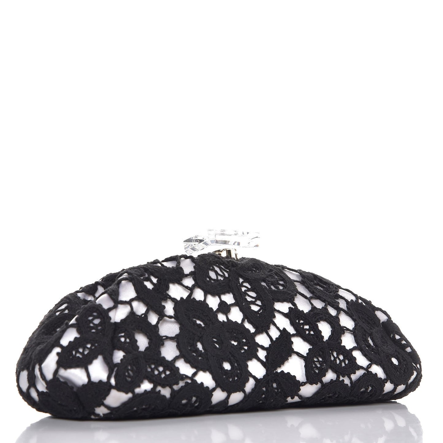 Lace Timeless Perfume Bottle Top Clutch Black White