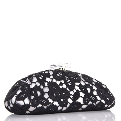 Chanel Lace Timeless Perfume Bottle Top Clutch Black White 3 of 8