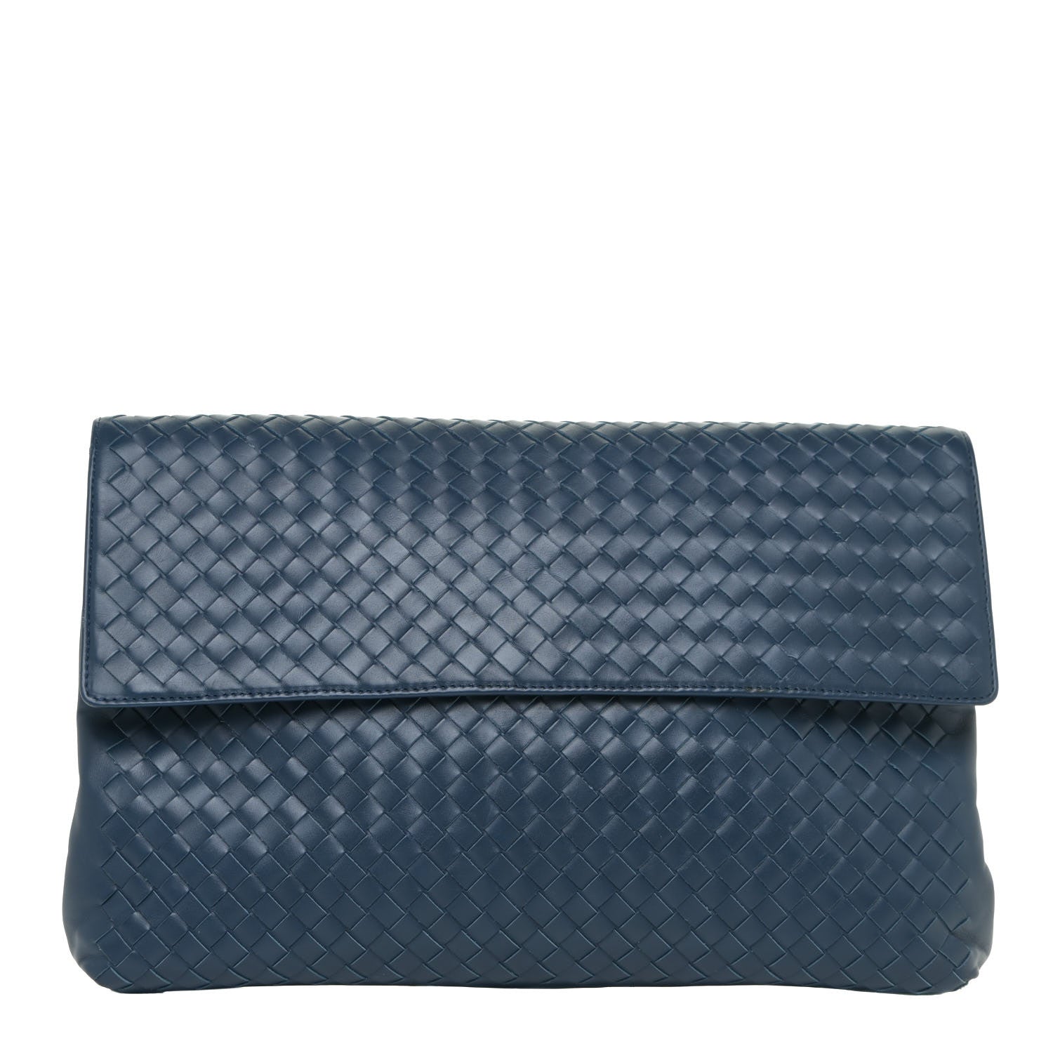 Bottega Veneta Nappa Intrecciato Flap Clutch Blue 1 of 16