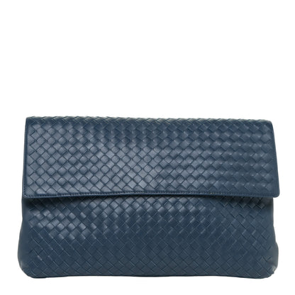 Bottega Veneta Nappa Intrecciato Flap Clutch Blue 1 of 16