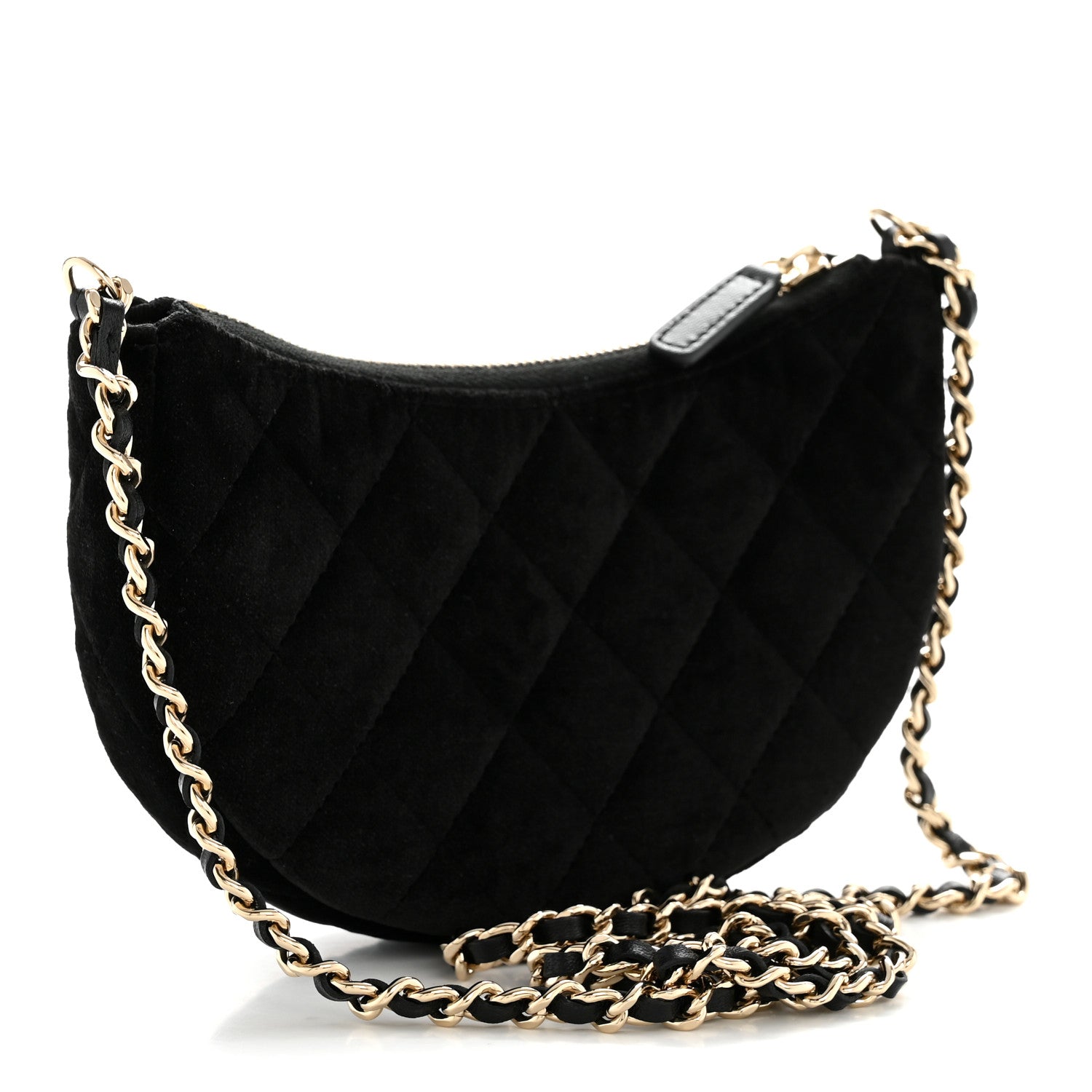 Chanel Velvet Crystal Quilted Chain Hobo Black 2 of 12