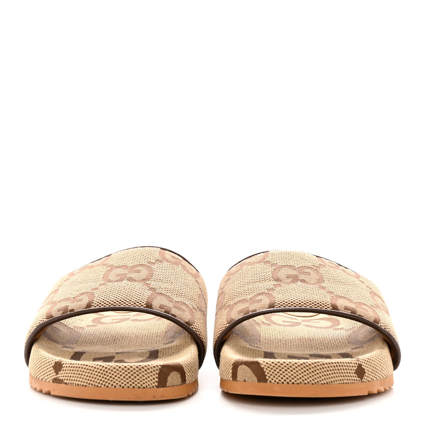 Monogram Jumbo GG Mens Slide Sandals 8 Camel Ebony