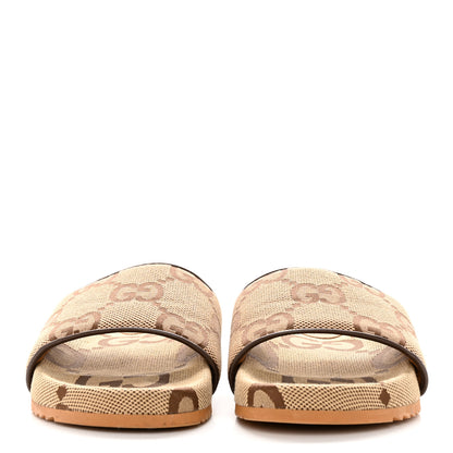 Gucci Monogram Jumbo GG Mens Slide Sandals 8 Camel Ebony 2 of 14