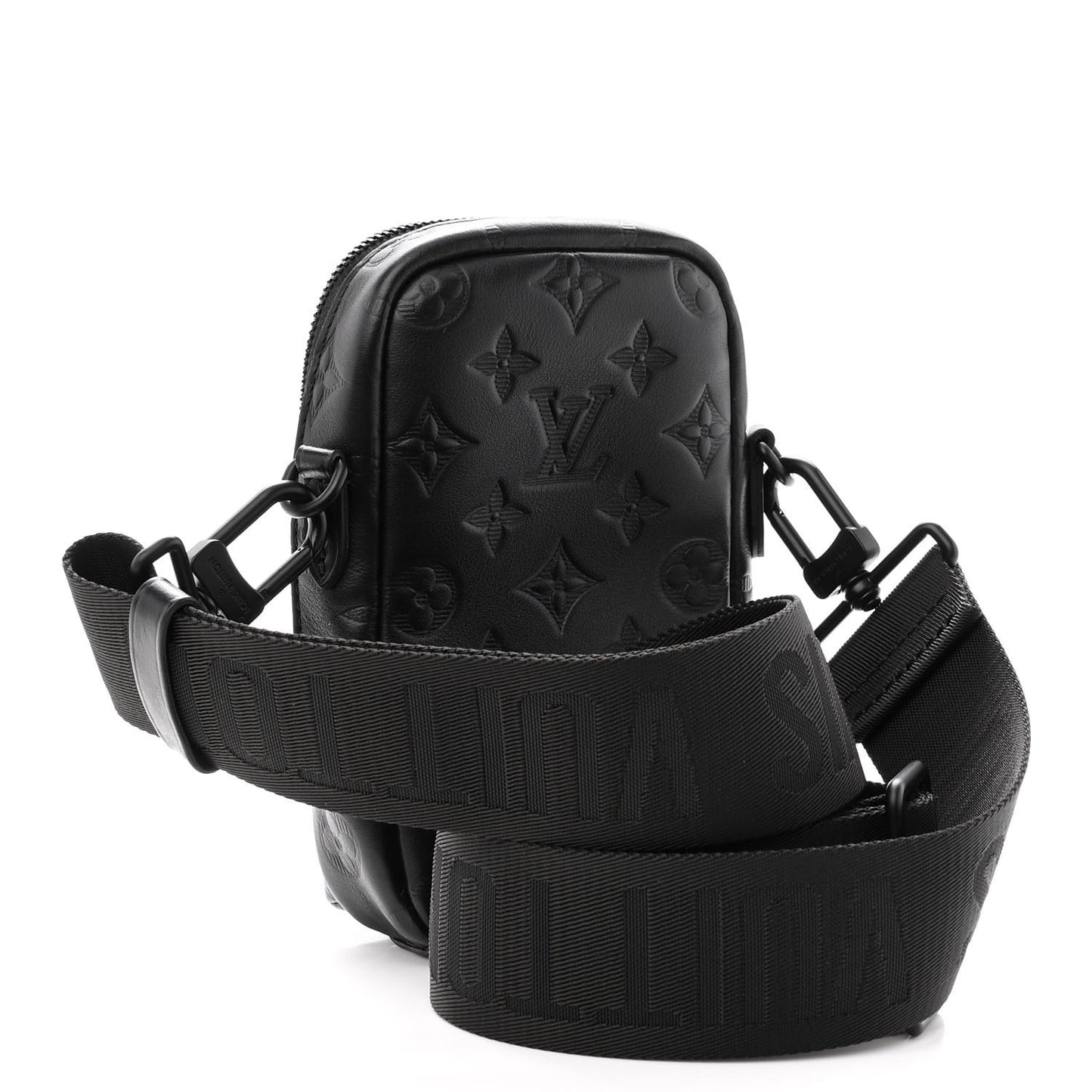 Calfskin Monogram Shadow Double Phone Pouch NM Black