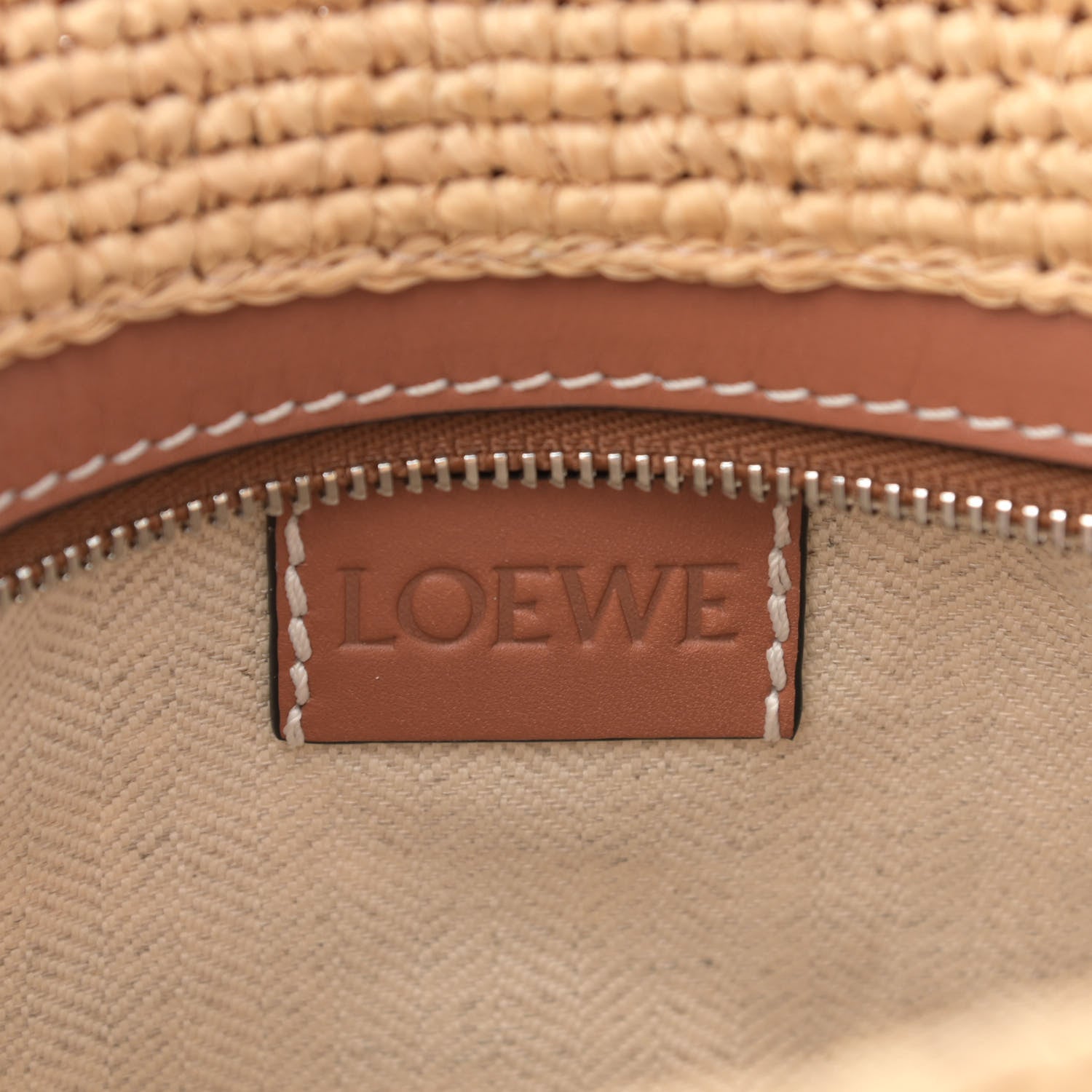 Loewe Calfskin Raffia Paulas Ibiza Pochette Bag Natural Tan 6 of 10