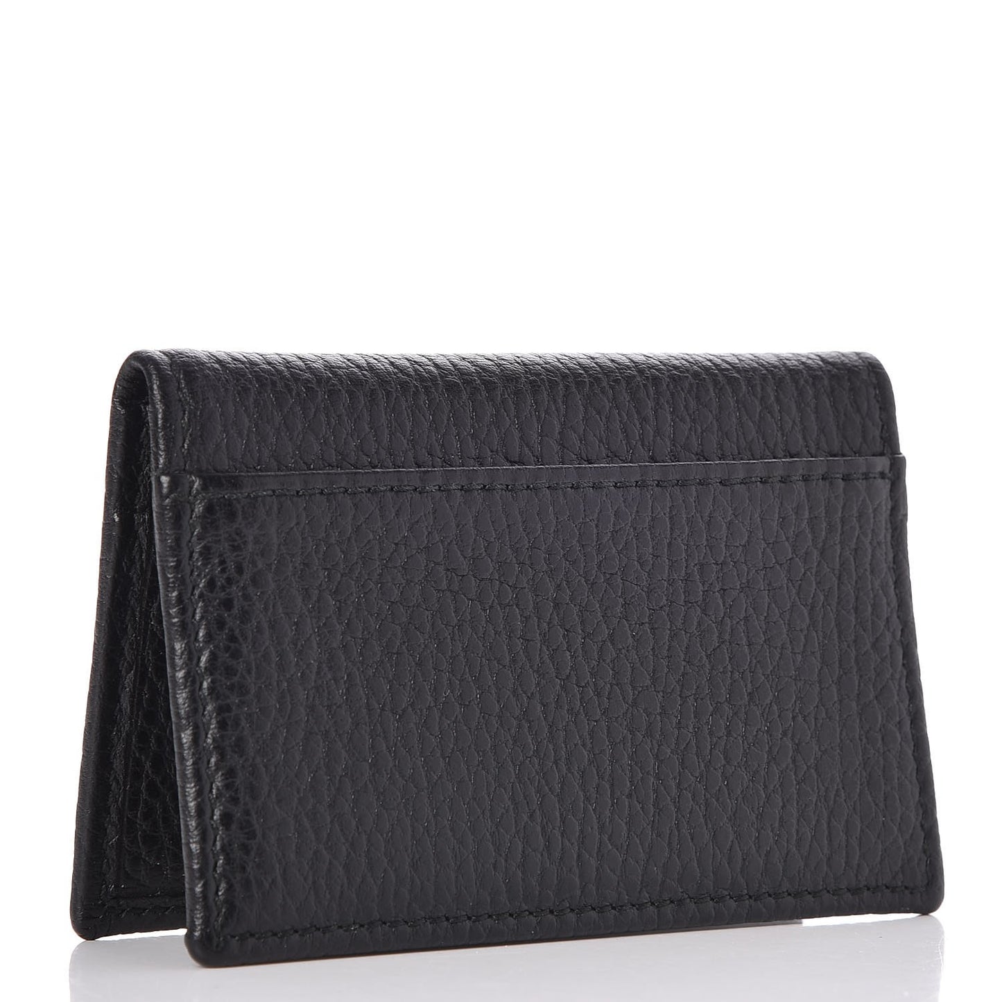 Pebbled Calfskin GG Marmont Card Case Black