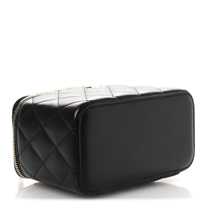 Chanel Lambskin Quilted Small Top Handle Vanity Case With Chain Black 4 of 11