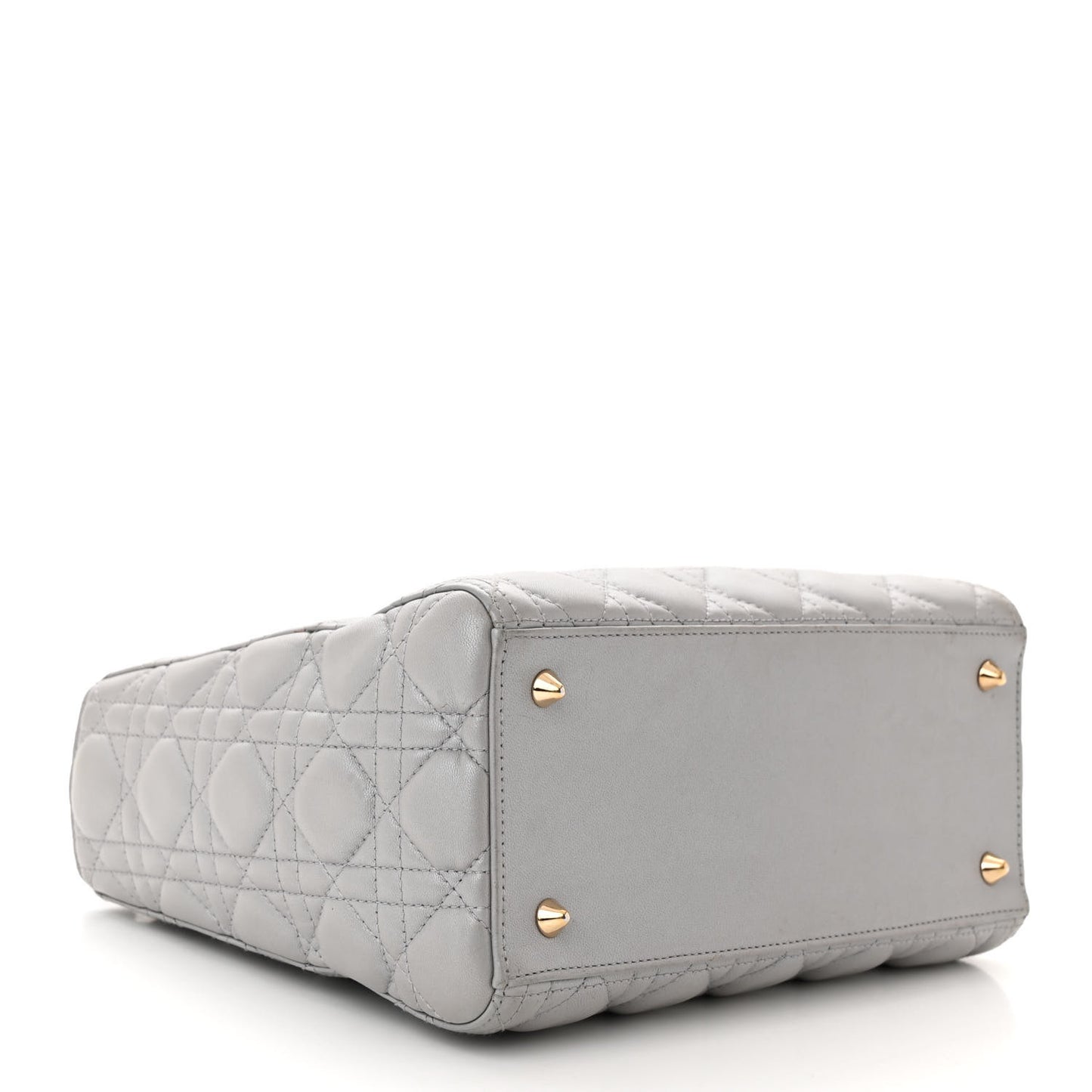 Pearly Lambskin Cannage Medium Lady Dior Grey