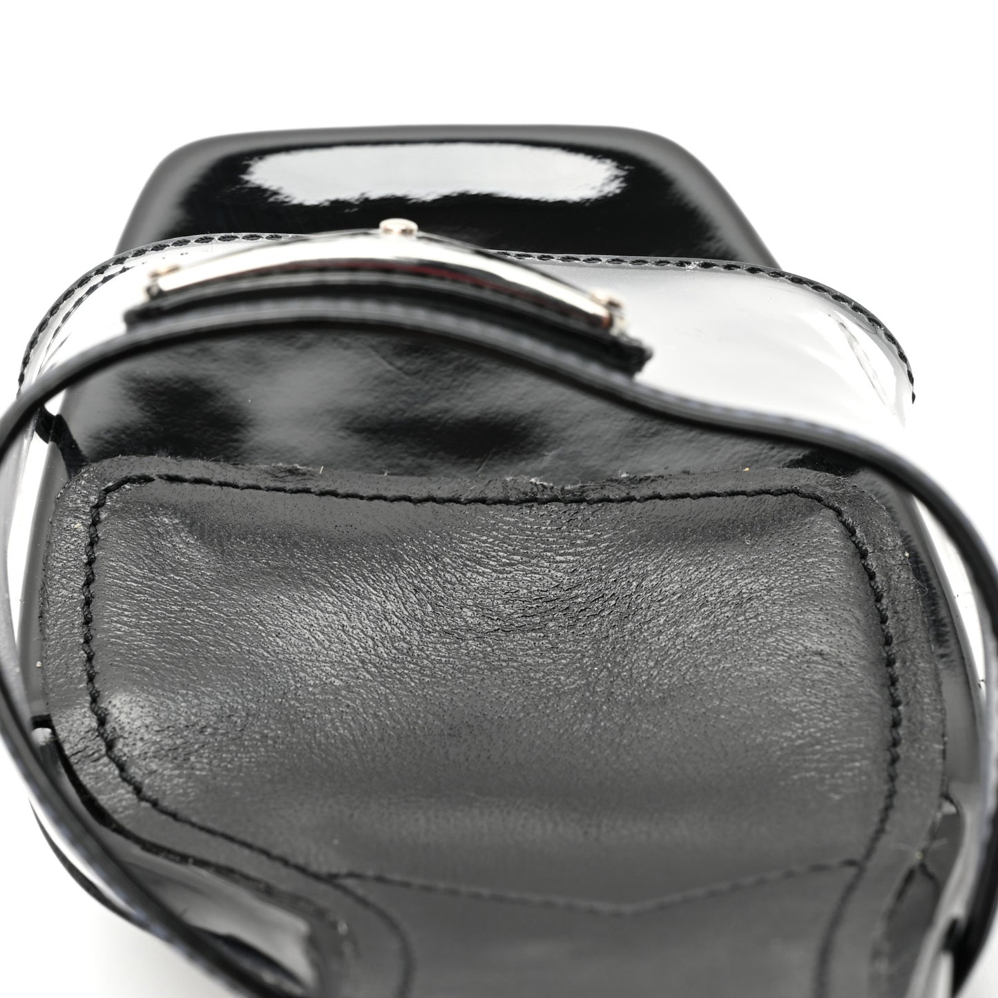 Plexiglass Vernice Metal Triangle Logo 65mm Slide Sandals 36.5 Black