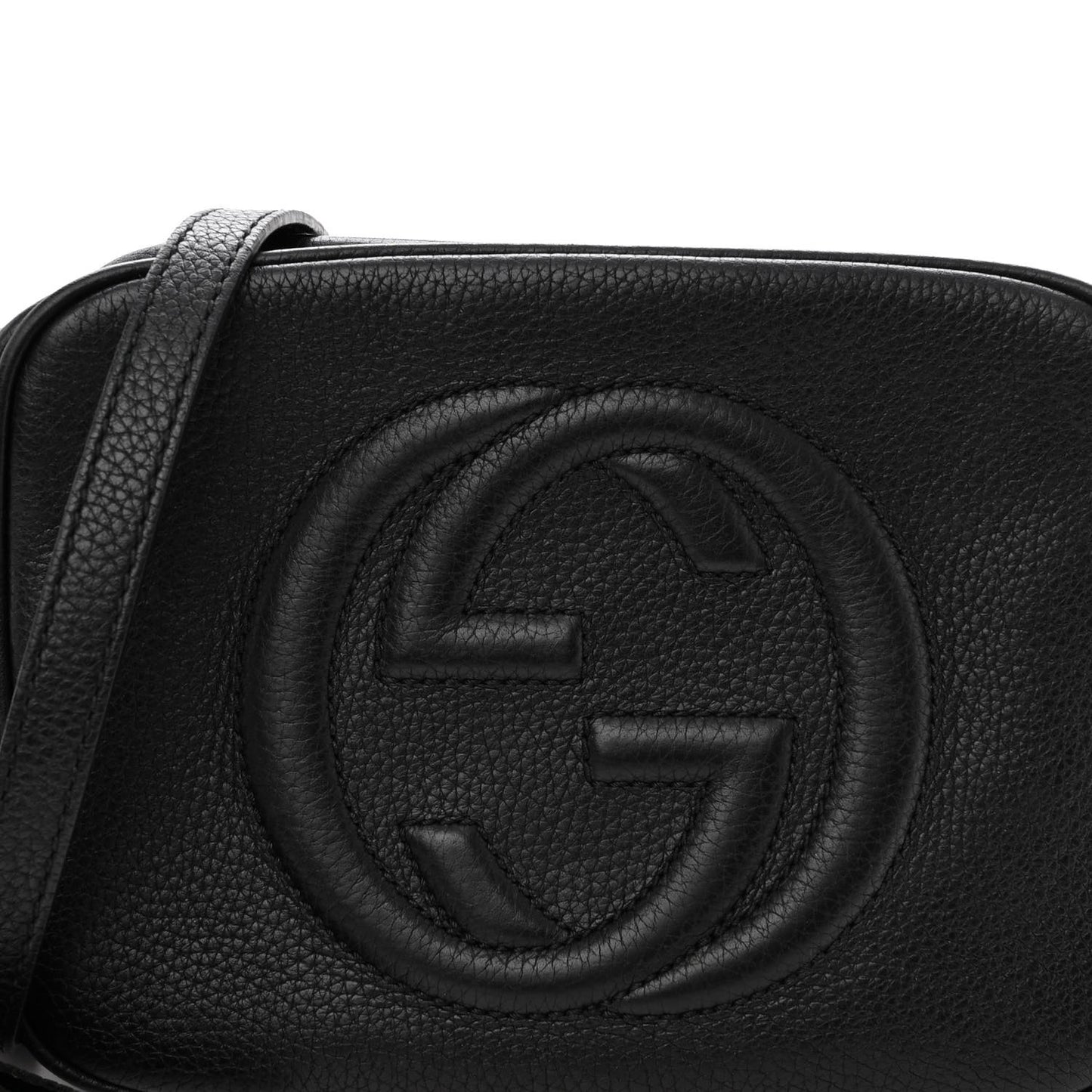 Pebbled Calfskin Small Soho Disco Bag Black