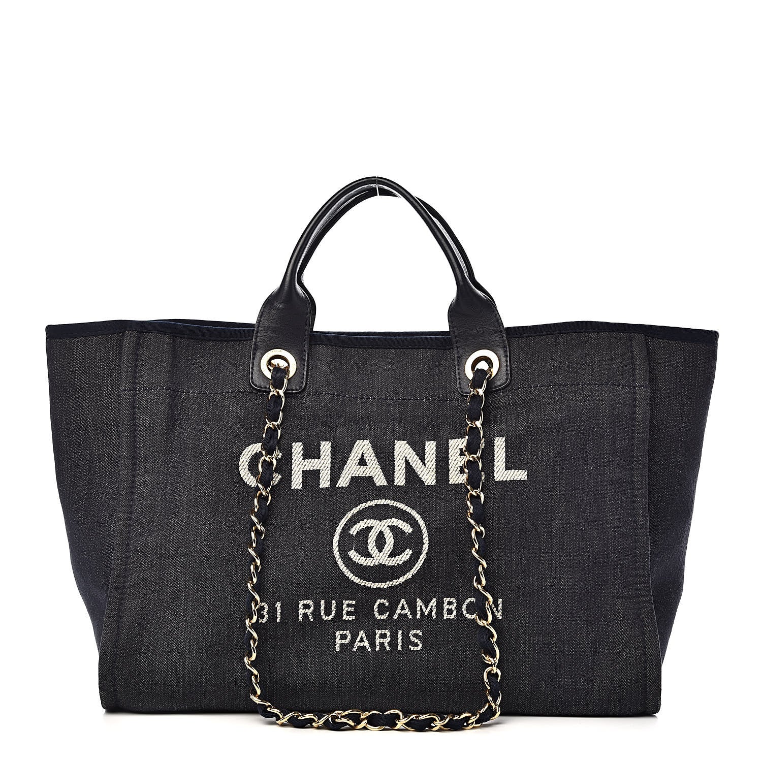 Chanel Denim Large Deauville Tote Dark Blue 1 of 15