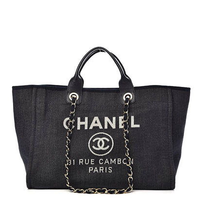 Chanel Denim Large Deauville Tote Dark Blue 1 of 15