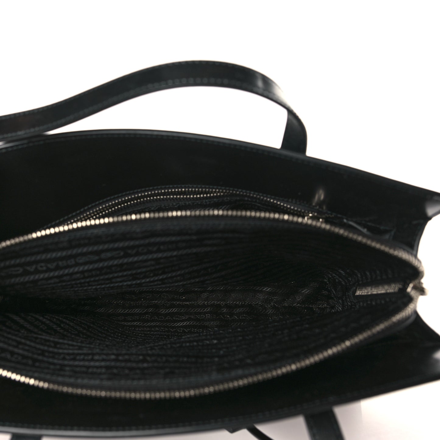 Spazzolato Medium Re-Edition 1995 Double Handle Handbag Black