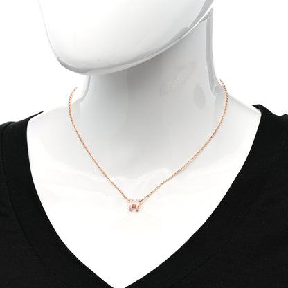 Hermes Lacquered Rose Gold Mini Pop H Pendant Necklace Rose Dragee 2 of 8