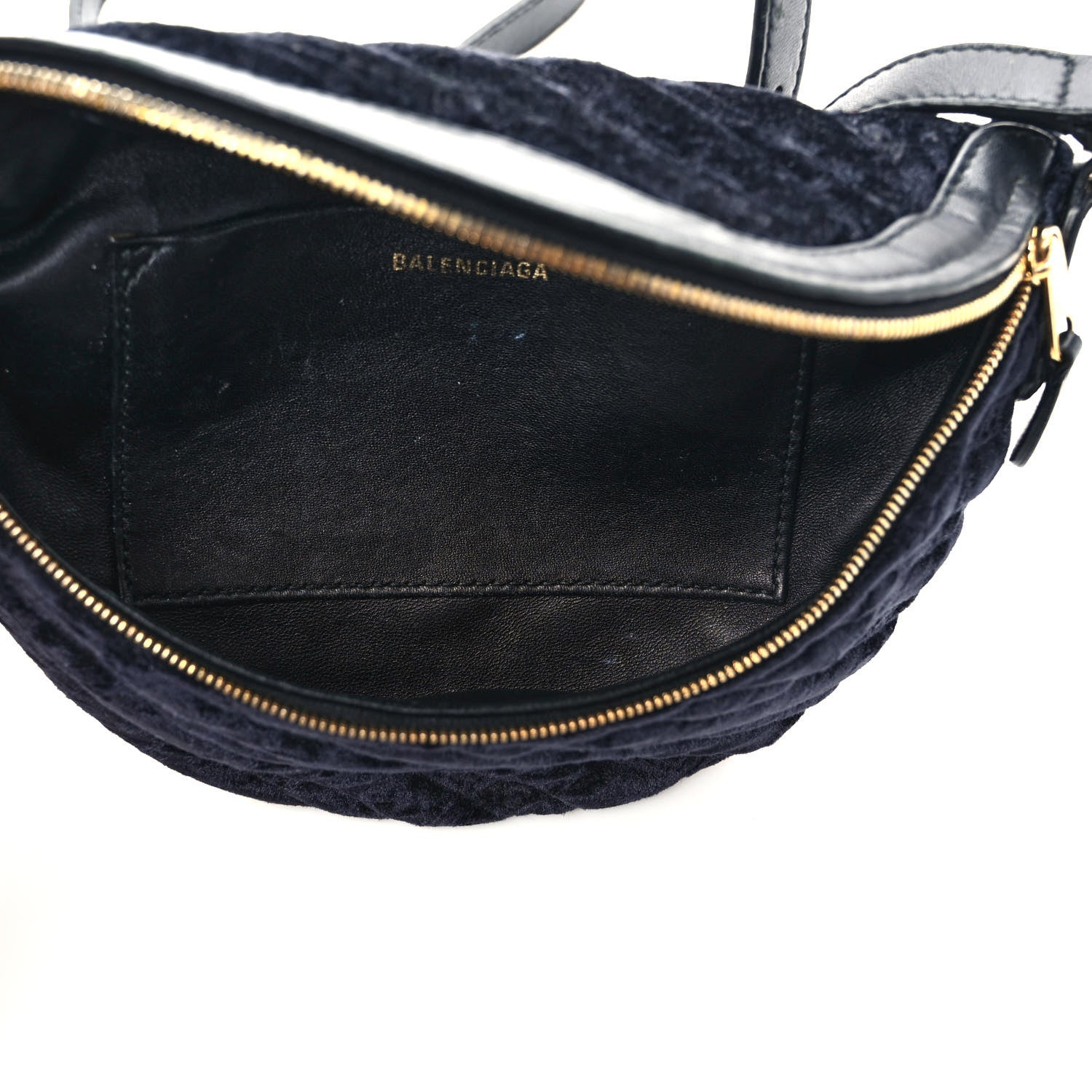 Balenciaga Crushed Velvet Logo Embossed XXS Souvenir Belt Bag Black 5 of 11