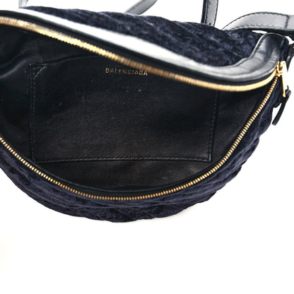 Balenciaga Crushed Velvet Logo Embossed XXS Souvenir Belt Bag Black 5 of 11