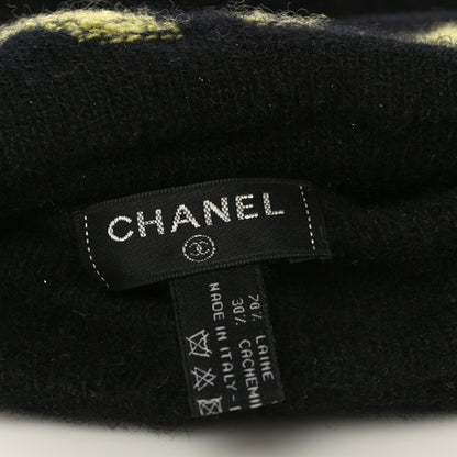 Chanel Wool Cashmere Logo Beanie Hat Black Yellow 5 of 8