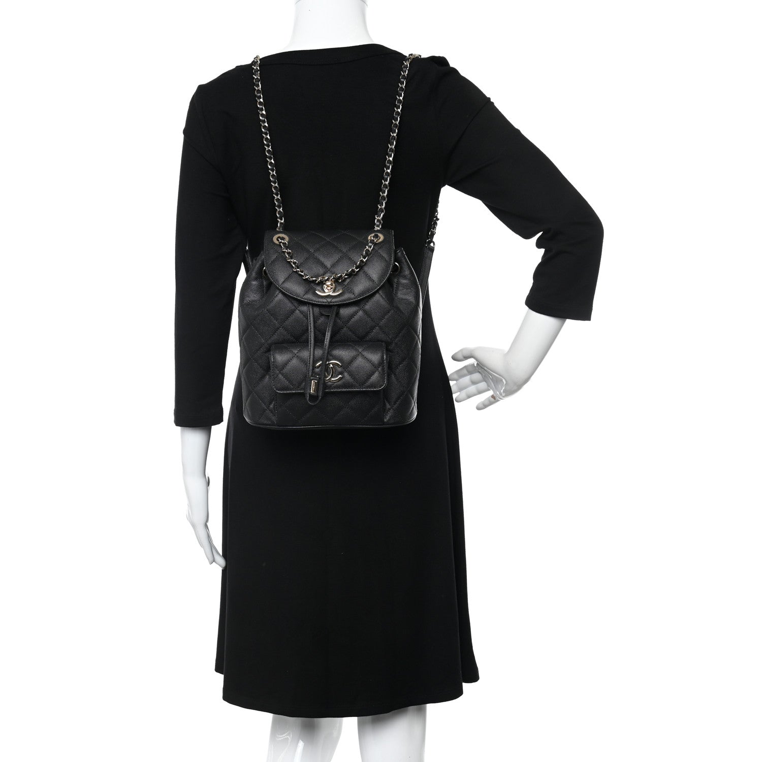 Chanel Lambskin Quilted Small Duma Drawstring Backpack Black 2 of 10