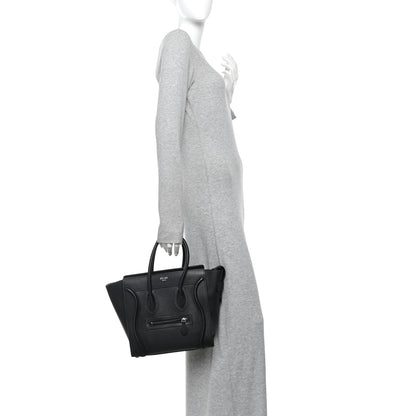 Celine Drummed Calfskin Micro Luggage Black 2 of 10