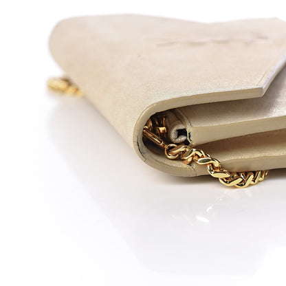 Saint Laurent Metallic Fabric Monogram Envelope Chain Wallet Light Gold 12 of 14