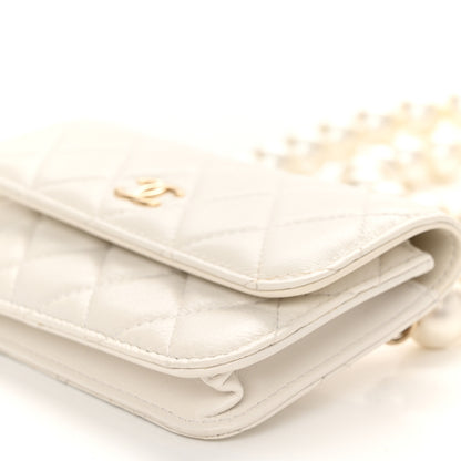 Chanel Calfskin Quilted Maxi Pearls Clutch With Chain White 11 of 13