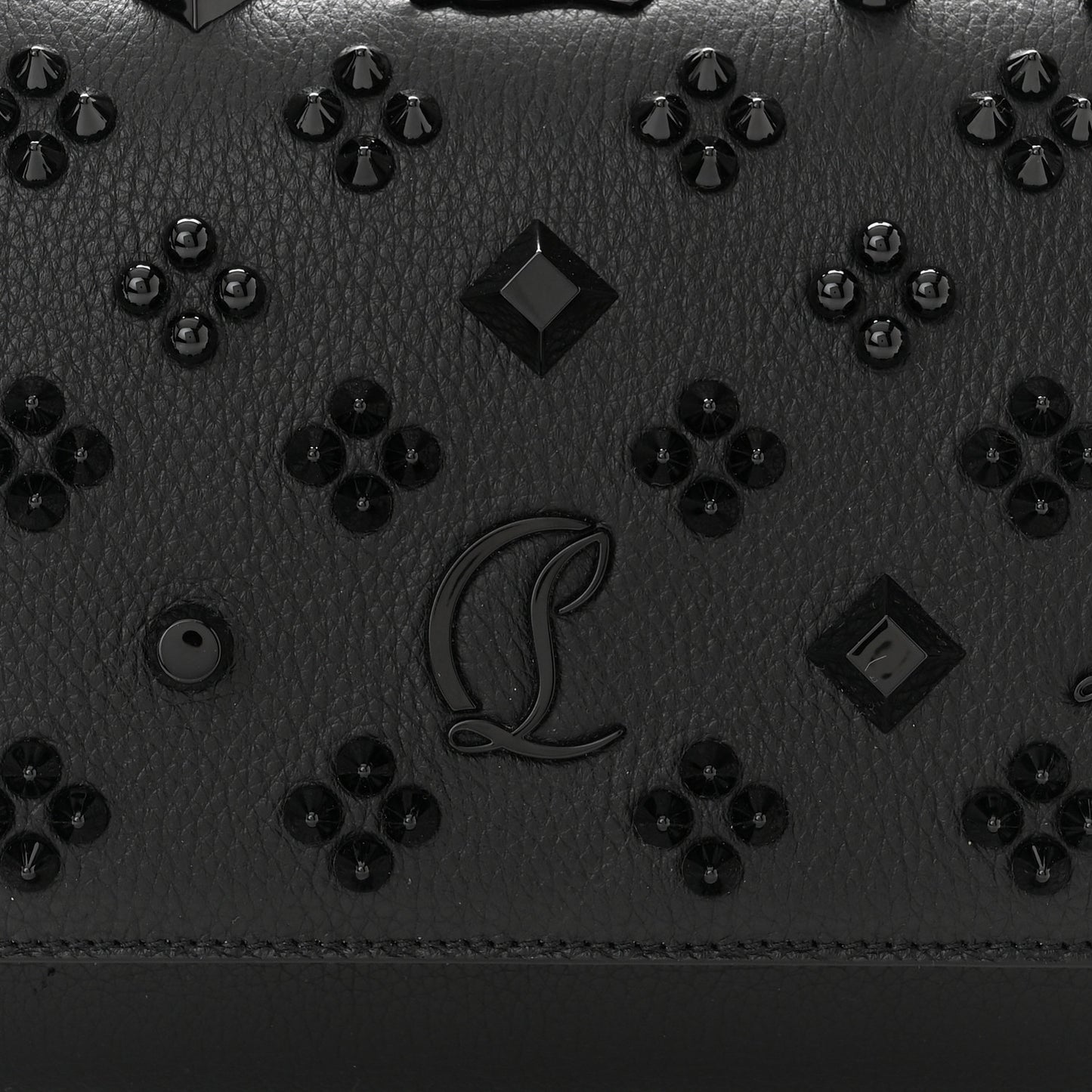 Calfskin Spikes Loubinthesky Paloma Clutch Black