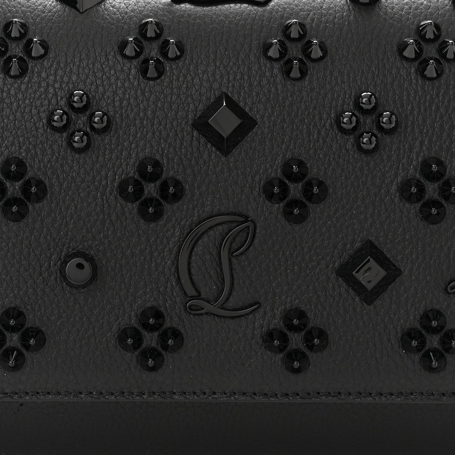 Christian Louboutin Calfskin Spikes Loubinthesky Paloma Clutch Black 7 of 9