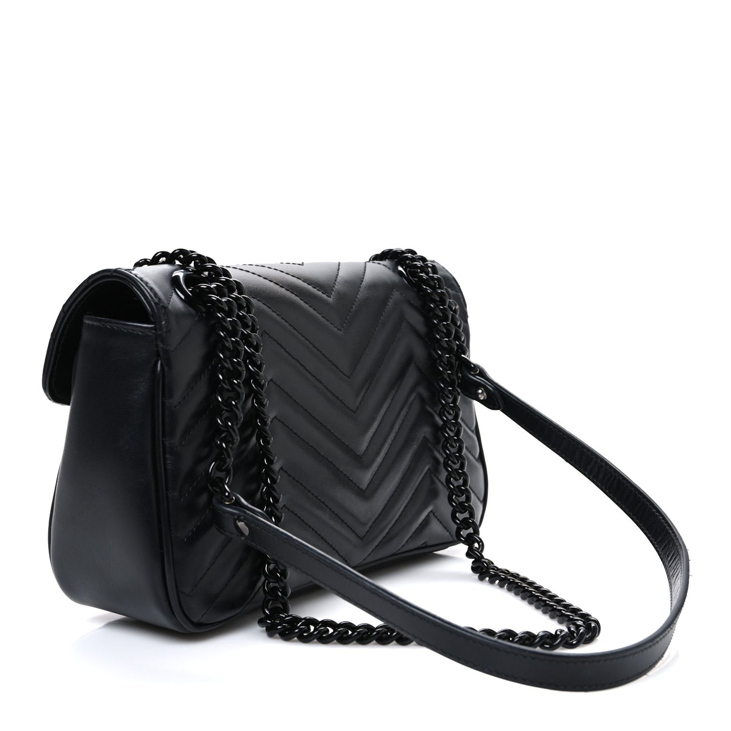 Calfskin Matelasse Monochrome Small GG Marmont Shoulder Bag Black