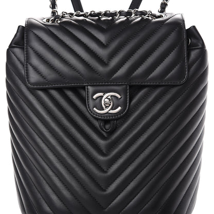 Chanel Lambskin Chevron Quilted Small Urban Spirit Backpack Black 7 of 9