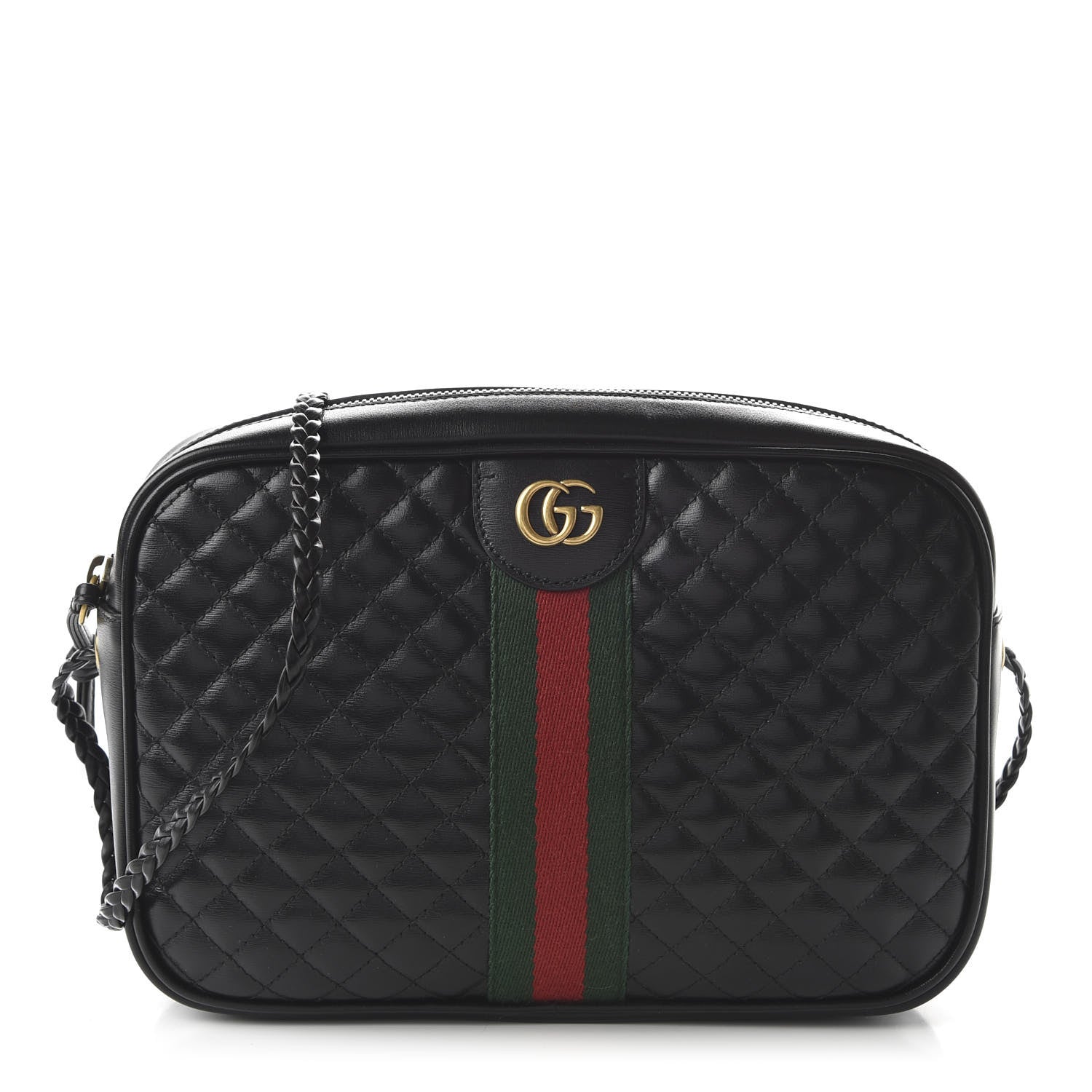 Gucci Calfskin Web Trapuntata Small GG Shoulder Bag Black 1 of 10