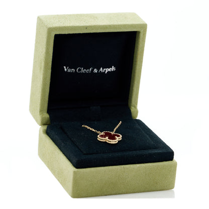 Van Cleef & Arpels 18K Yellow Gold Carnelian Vintage Alhambra Pendant Necklace 6 of 6