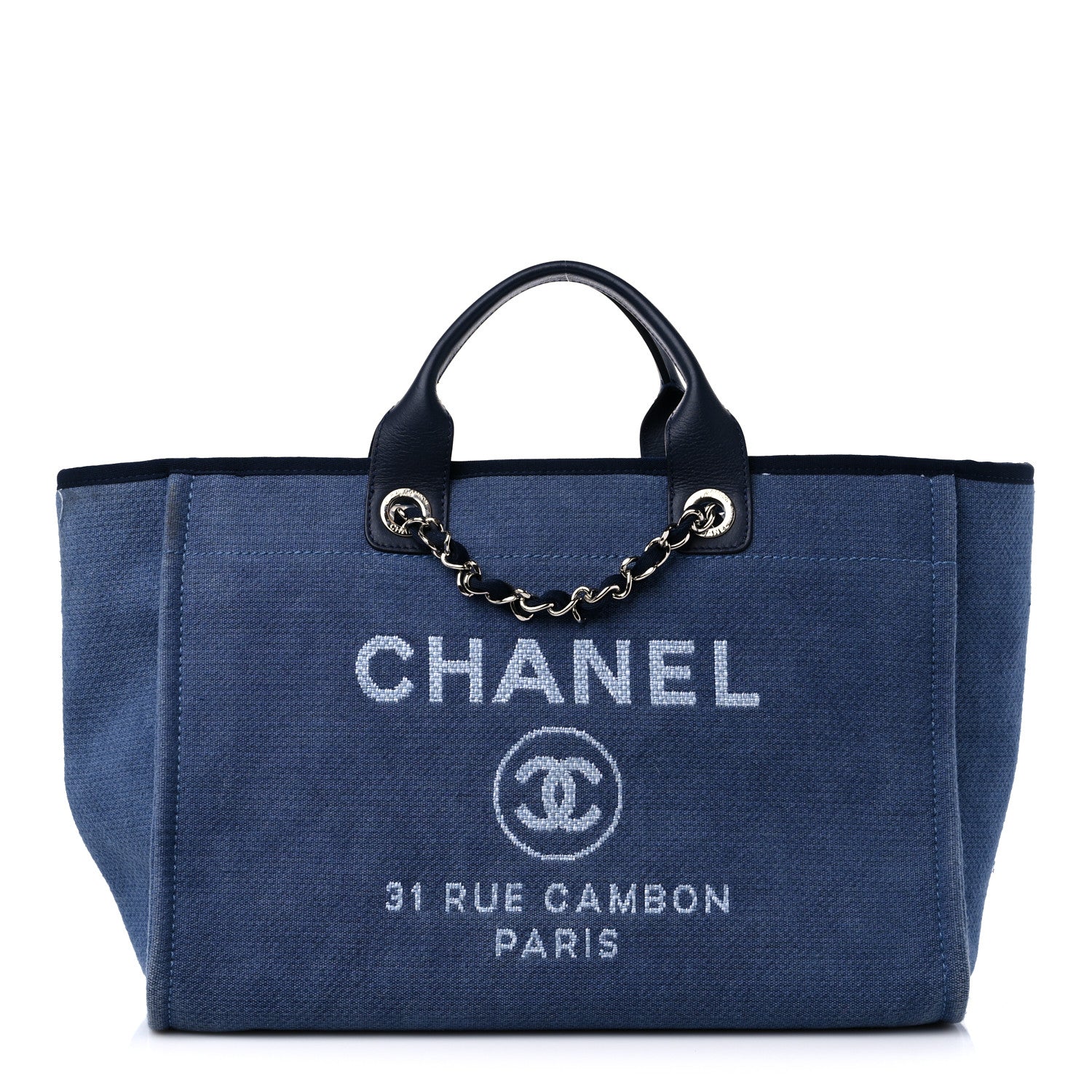 Chanel Canvas Medium Deauville Tote Blue 1 of 13