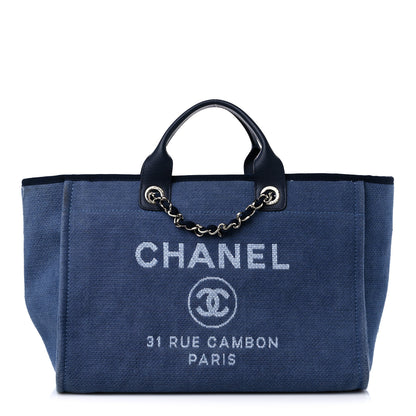 Chanel Canvas Medium Deauville Tote Blue 1 of 13