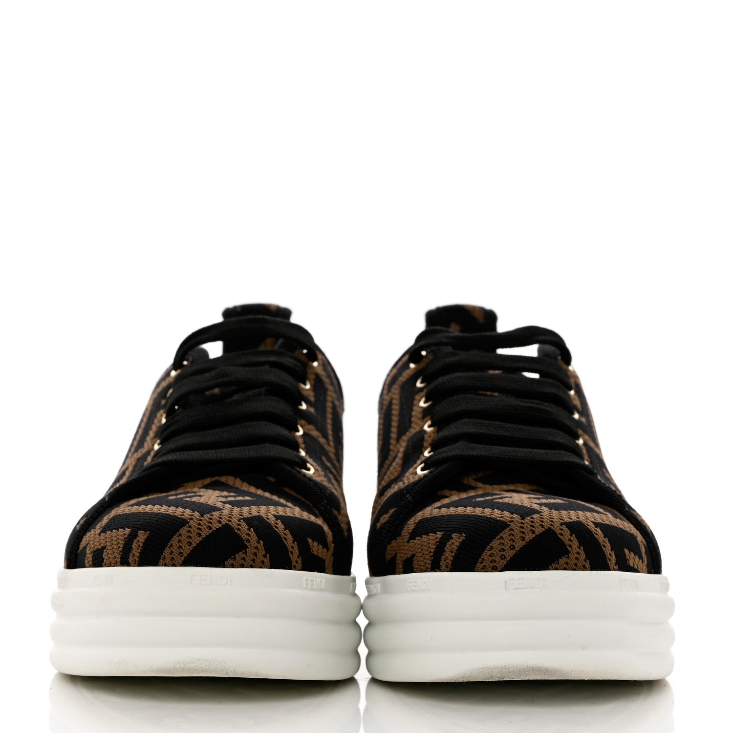 Fendi Fabric FF Micro-Perforated Rise Low Top Sneakers 36 Tobacco Black 2 of 9