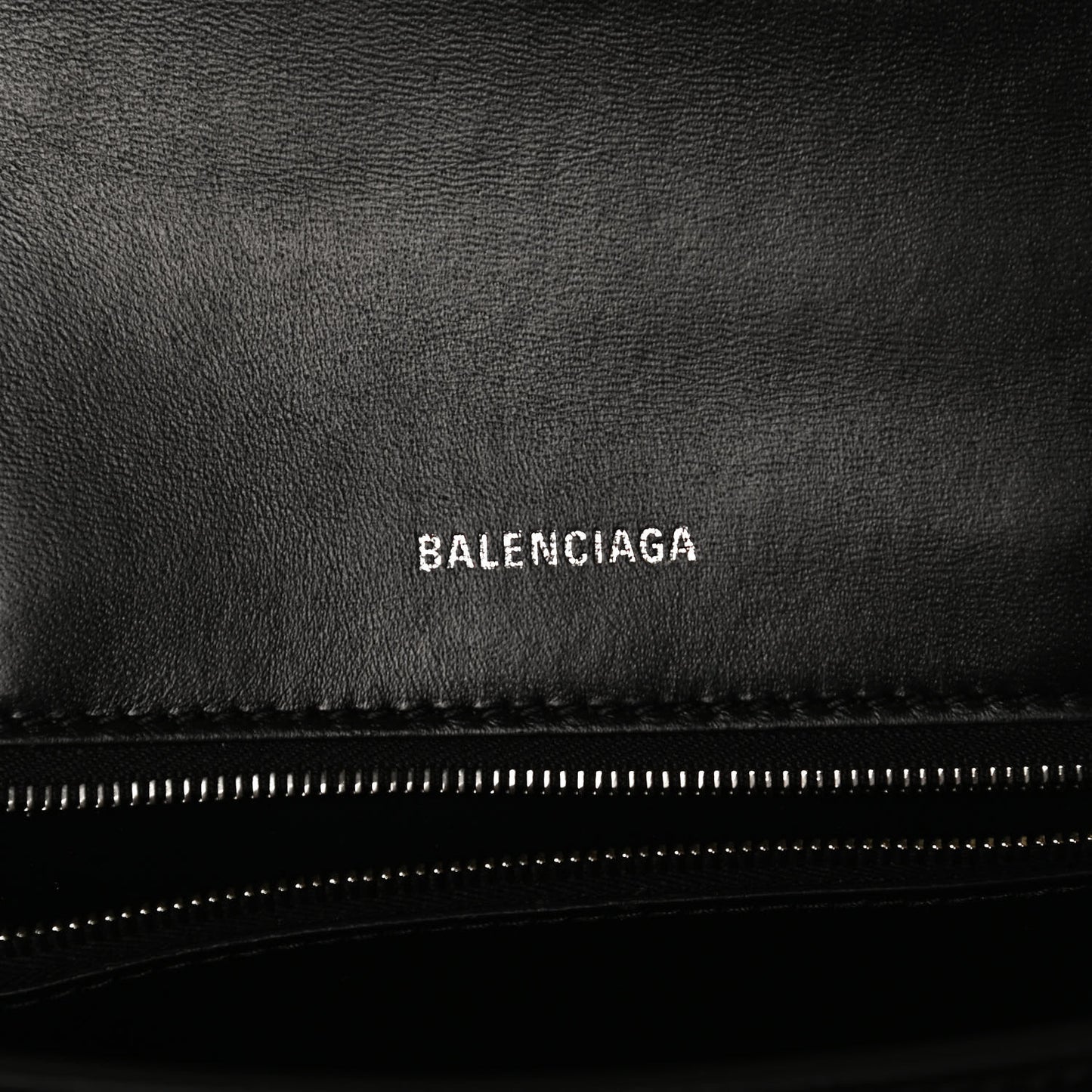 Grained Calfskin Small Hourglass Top Handle Bag Black