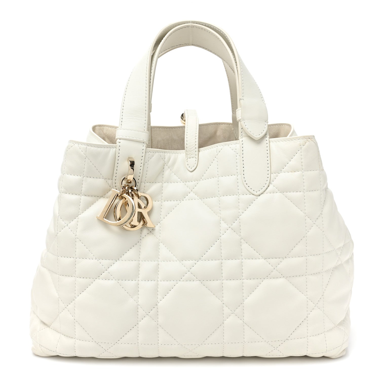 Christian Dior Calfskin Macrocannage Medium Toujours White White 1 of 14
