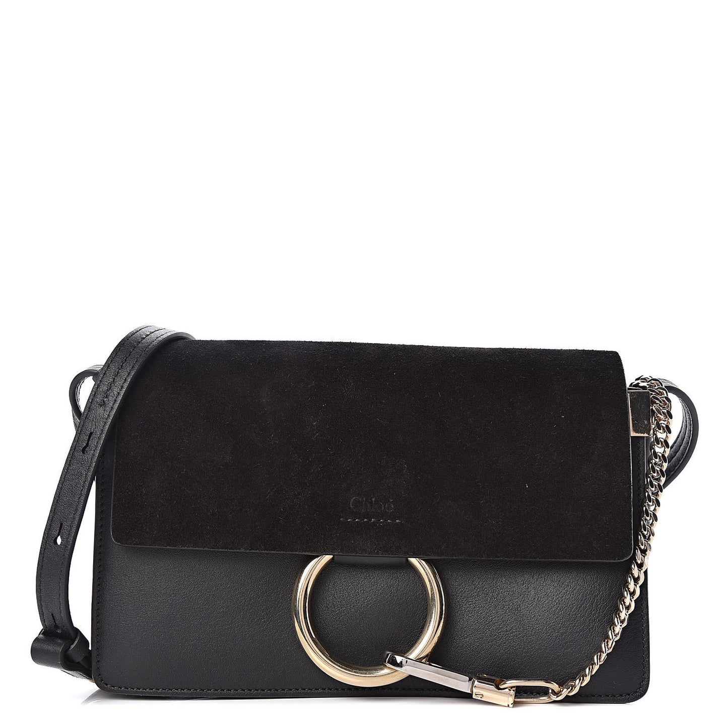 Suede Calfskin Small Faye Shoulder Bag Black